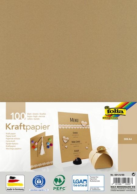 procedure Bedrijf massa Kraftpapier Folia A4 120 grams 100 vel.