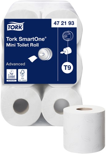 Toiletpapier Tork SmartOne® Mini T9 advanced 2-laags 620 vel wit 472193