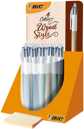 Balpen BIC 4 kleuren Wood