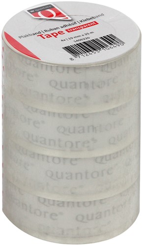 Plakband Quantore 19mmx25m transparant 4 rol.