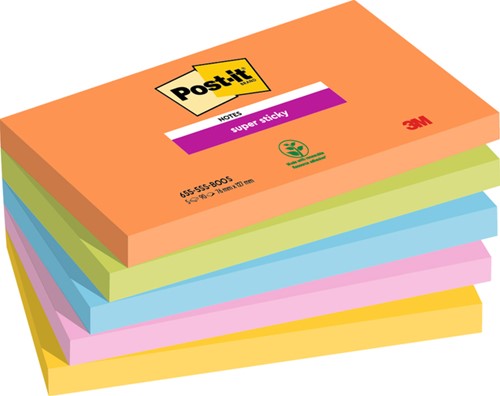 Memoblok 3M Post-it 655 Super Sticky 76X127mm BOOS 5 bloks