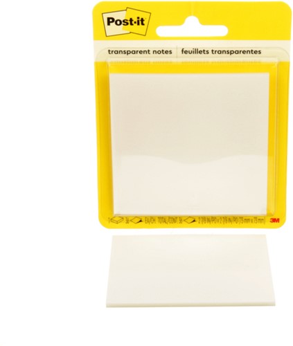 Memoblok zelfklevend 3M Post-it 73x73mm transparant