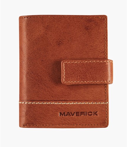 Pasjeshouder Maverick Rough Gear RFID super compact volnerf buffelleder cognac