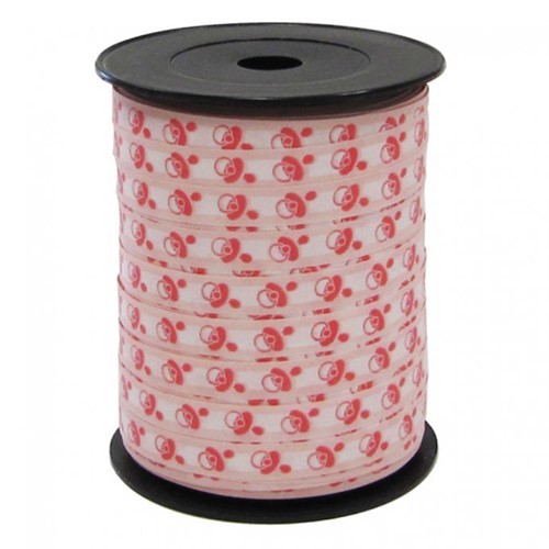 Cadeaulint 10mmx250meter roze/wit meisje met speen