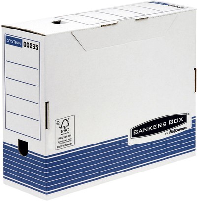 Archiefdoos Fellowes Bankers Box standaard 100x315x260mm blauw-wit | afname per 10 stuks