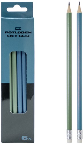 Potlodenset met gum Zed 6 stuks