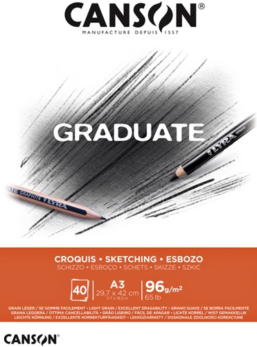 Schetsboek Canson Graduate Croquis A3 40 vel 96 grams | afname per 5 stuks