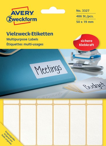 Etiket Avery Zweckform 3327 50x19mm wit 486 stuks