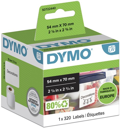 Etiket Dymo 99015 54x70mm wit 320 stuks