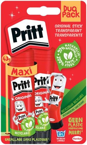 Lijmstift Pritt 43 gram 2 stuks 2e halve prijs