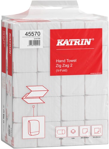 Handdoek Katrin Z-vouw 2-laags 23x23cm 20x 200 stuks 45570