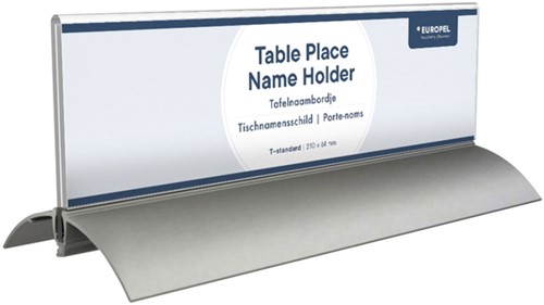 Tafelnaambord Europel 61x210mm acryl en aluminium voet