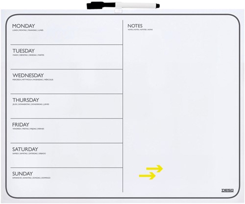 Planbord weekplanner Desq 40x50cm randloos + marker magnetisch 4218