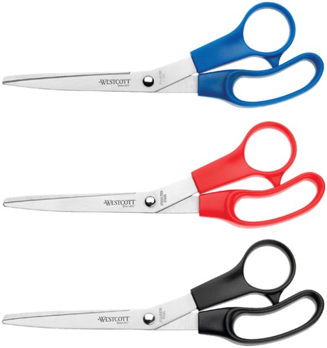 Scharenset Westcott 3-dlg 21cm RVS bladen handgreep rood, blauw en zwart.