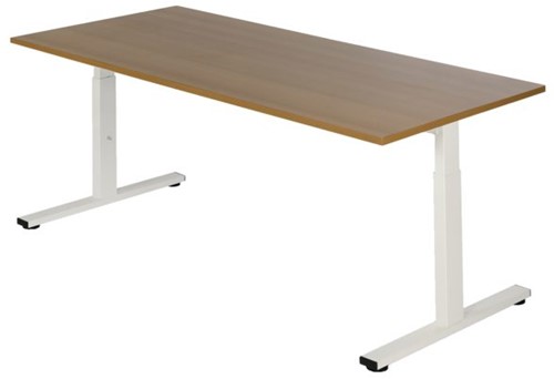 Bureau NPO Pro-Fit instelbaar 160x80cm wit frame noten blad