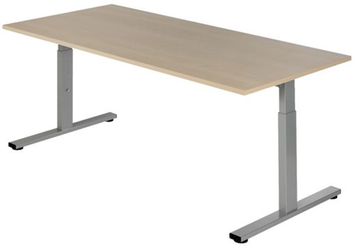 Bureau NPO Pro-Fit vast 180x80cm alu frame eiken blad