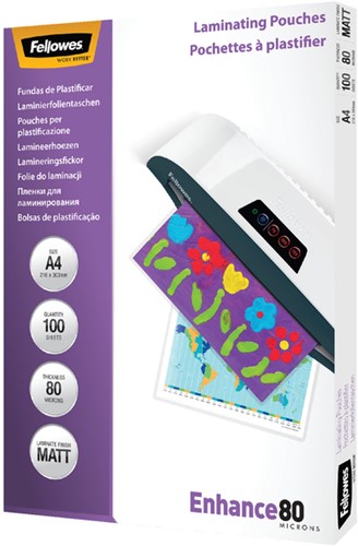 Lamineerhoes Fellowes A4 2x80 micron mat 100 stuks