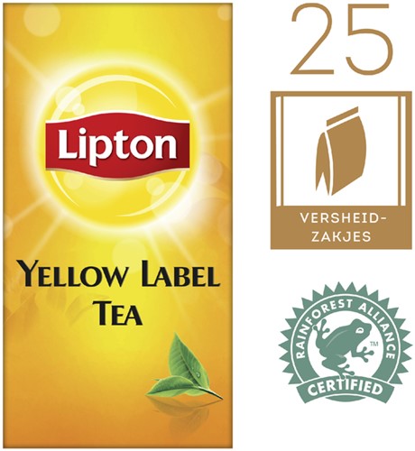 Thee Lipton Yellow label 25 zakjes per stuk verpakt | afname per 6 pak