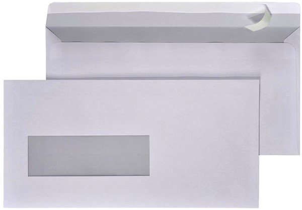 karton is genoeg Lezen Venster envelop Quantore 110x220mm zelfklevend met venster links 30x100mm  25 stuks