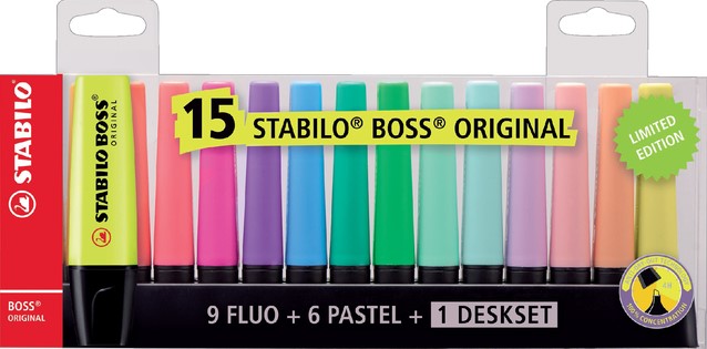 Markeerstift Stabilo Boss bureauset 15-delig