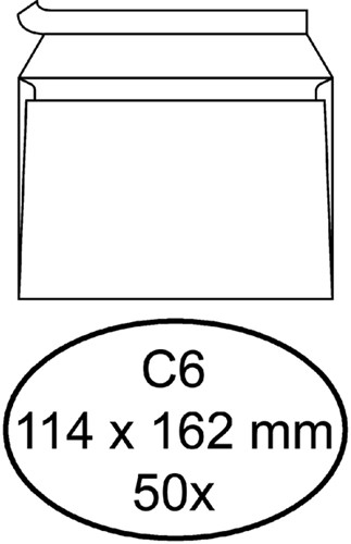 Bank envelop Quantore C6 114x162mm zelfklevend wit 50 stuks