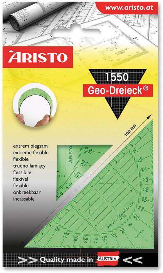 Aannemer diepte Email schrijven Geodriehoek Aristo 1550 160mm flexibel transparant groen