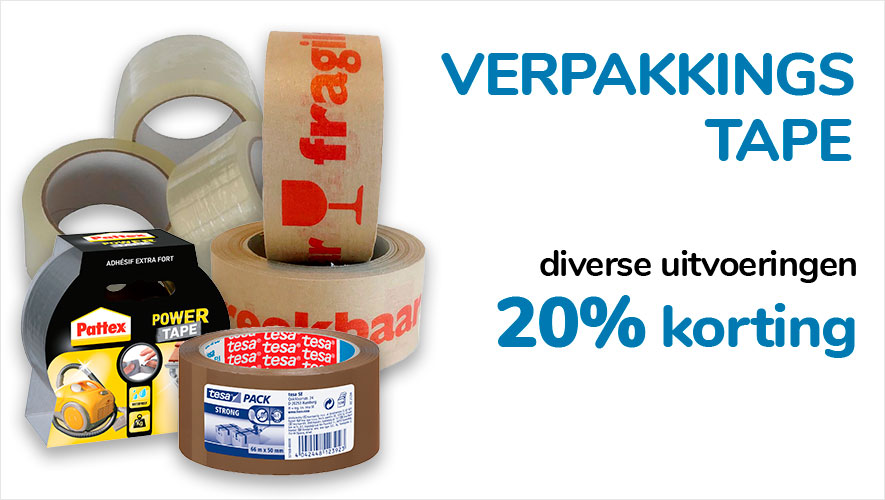 Verpakkingstape diverse uitvoeringen 15% korting!