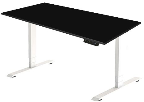 Zit sta bureau Huislijn elektrisch 180x80 cm, blad fenix zwart en frame wit met display bediening.