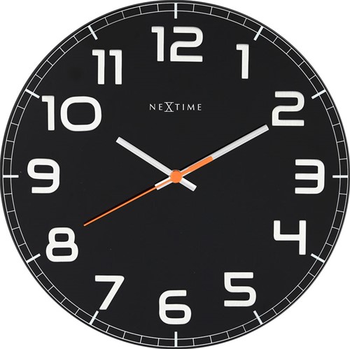 Wandklok NeXtime Classy Round Ø30x3,5cm zwart NE-8817ZW