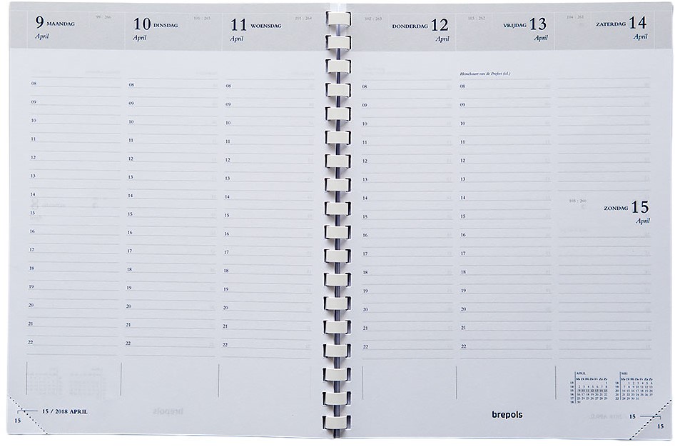 Kruiden Bestuiver Kunstmatig Agenda-inhoud 2024 Brepols Timing 7 dagen per 2 pagina's 17,5x22,5cm met  spiraal wit